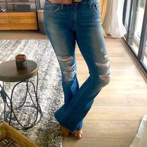 Flared ripped jeans